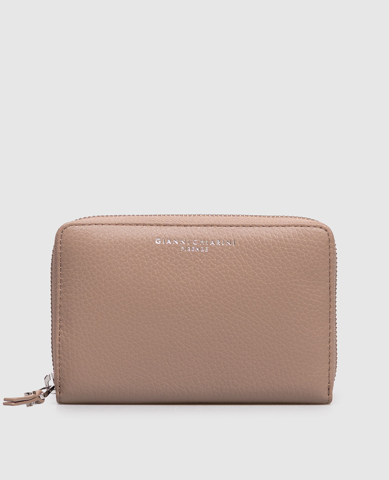 Beige leather wallet with logo print Gianni Chiarini