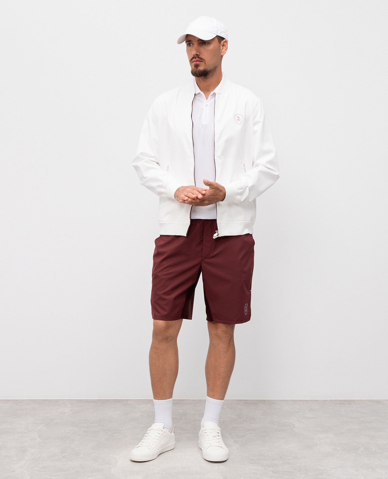 

White polo shirt with logo emblem print Brunello Cucinelli