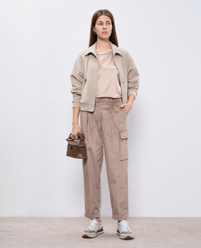 Peserico Beige silk top with monil chain S08893D02372