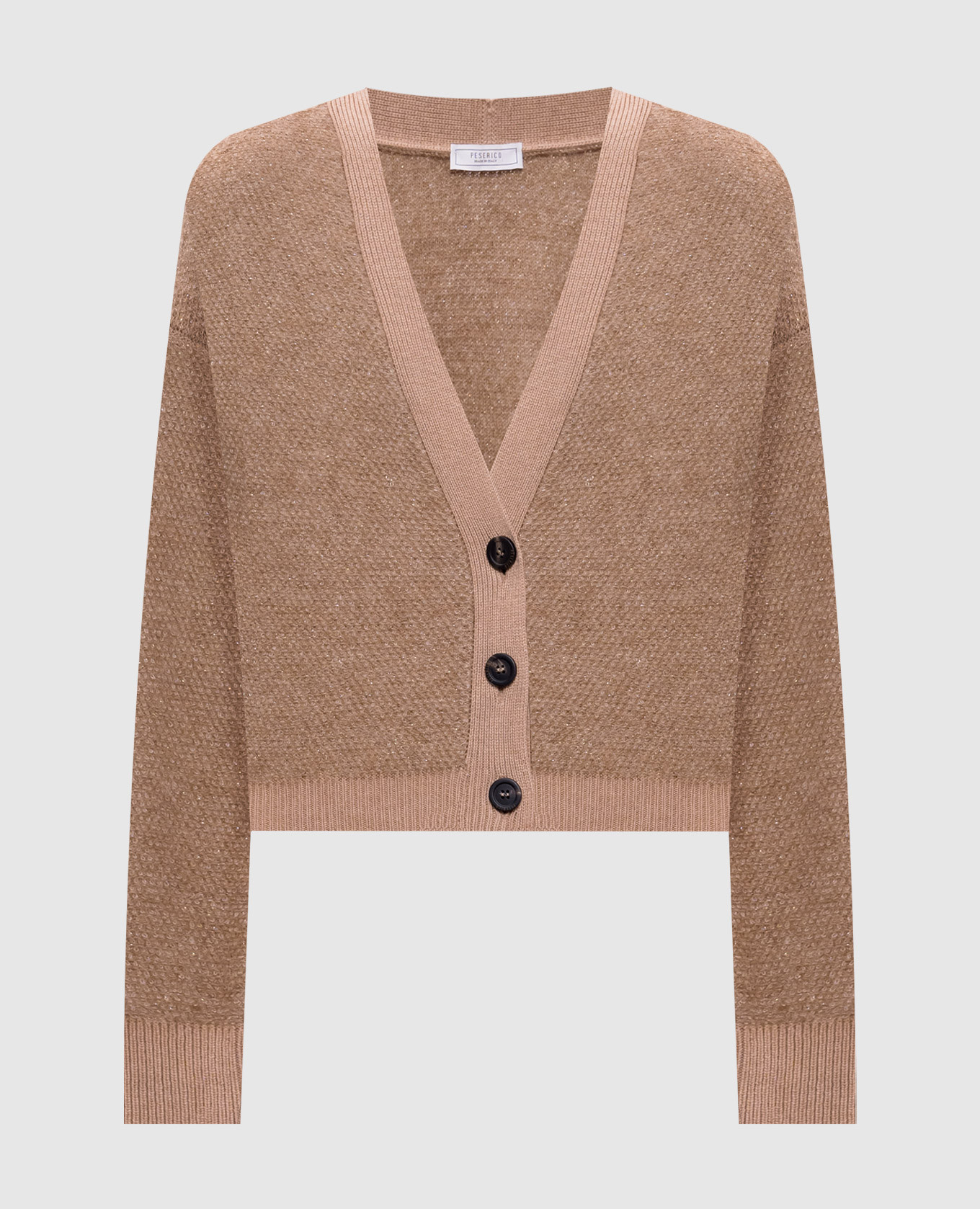 

Brown wool, silk and cashmere cardigan with lurex Peserico