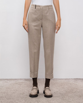 Peserico Beige wool pants with lurex P04253D03363