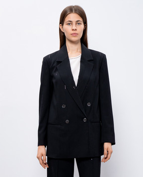 Peserico Black double-breasted jacket with sequins E01897D0R302660