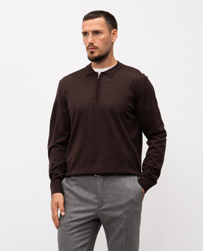 Cashmere&Whiskey Brown merino wool polo shirt 18004