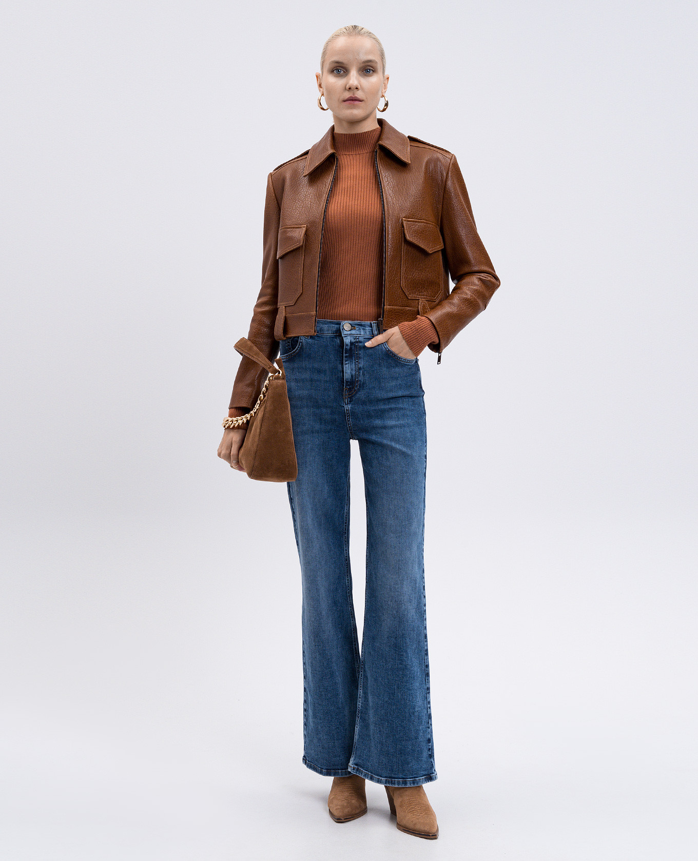 

Brown ribbed golf Twinset
