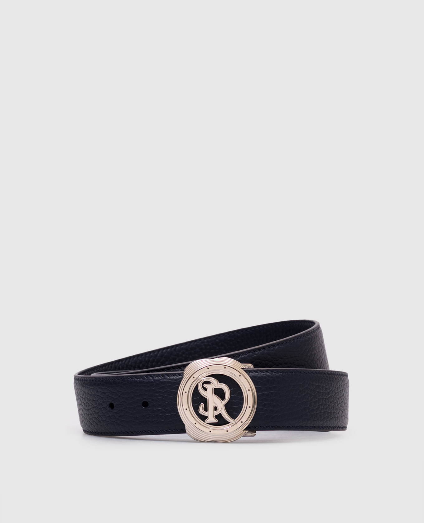 

Blue leather belt with monogram logo Stefano Ricci