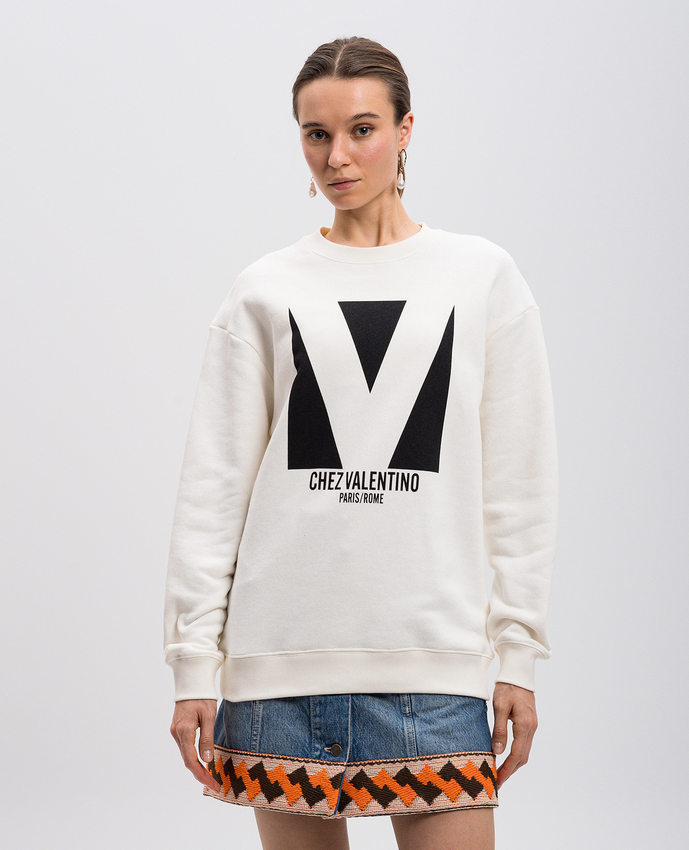 

White sweatshirt with logo print Valentino