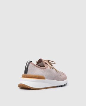 Brunello Cucinelli Brown sneakers with leather inserts with a textured logo MZUKISO250