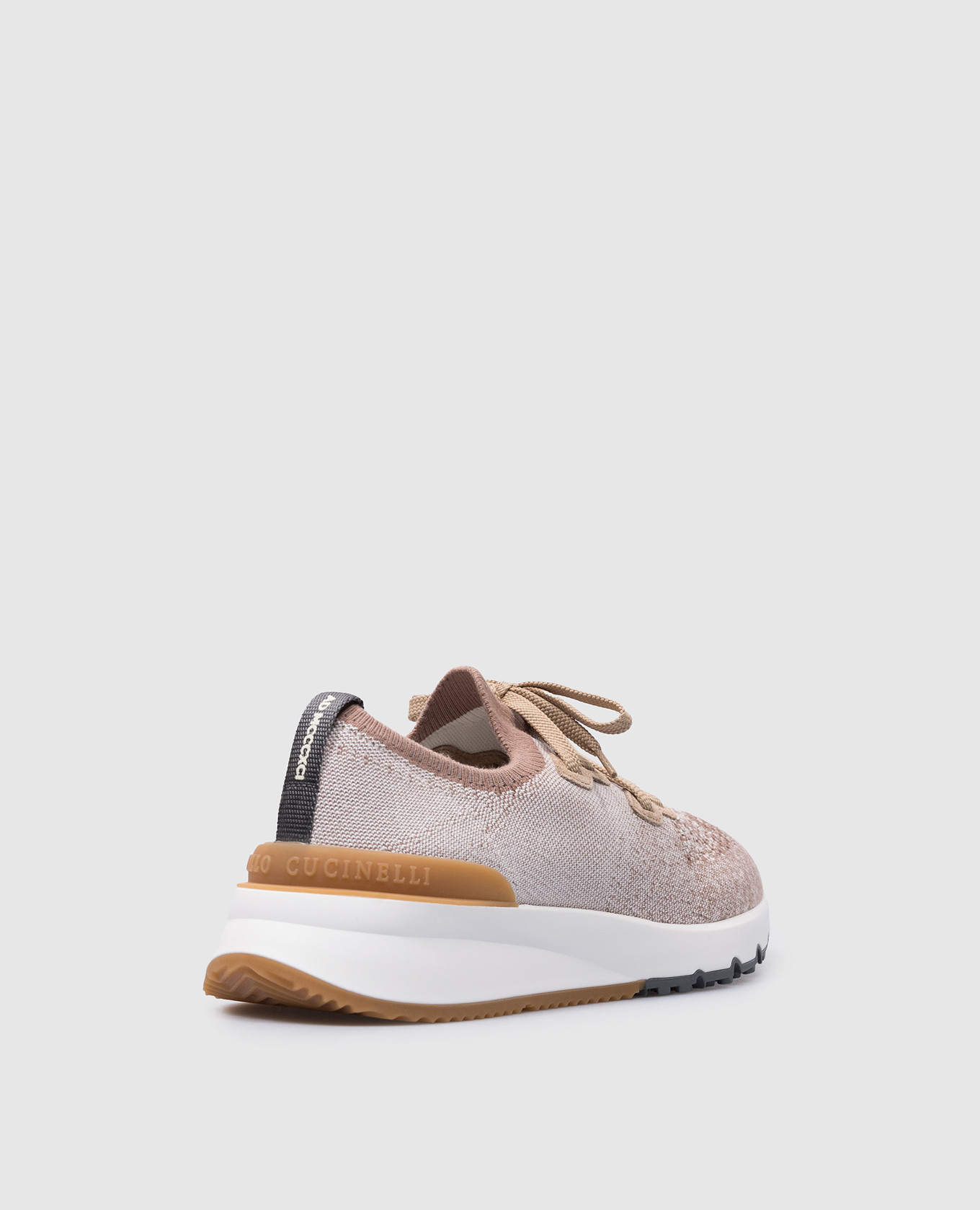 

Brown sneakers with leather inserts with a textured logo Brunello Cucinelli