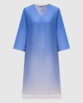 Agnona Blue dress with patterned silk TR090AYS5037