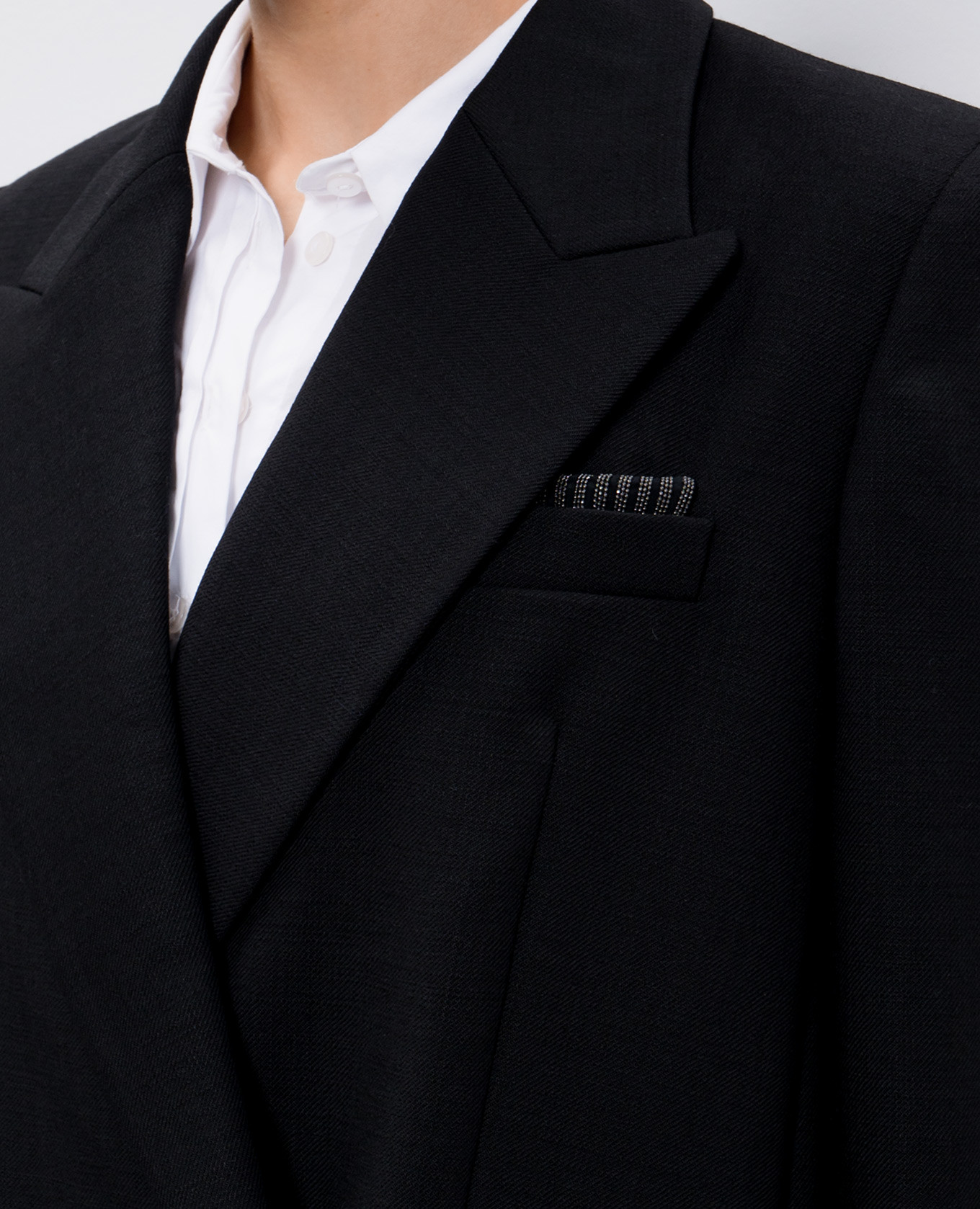 Black double-breasted wool jacket with monil chain Brunello Cucinelli 5