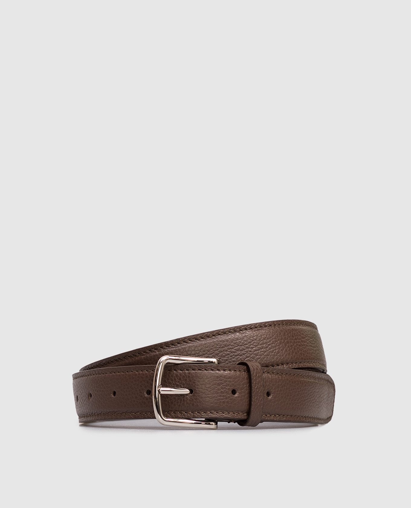 Brown leather belt with embossed grain Babe Pay Pls