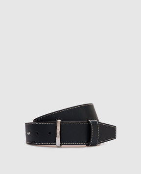 Max Mara Black leather belt with logo BELTLOOP40