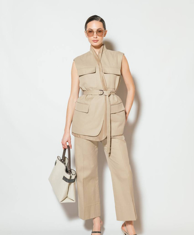 パンツ BRUNELLO CUCINELLI Linen cotton trousers Beige ML145P8833 Brunello Cucinelli - Light Beige Cotton Pull-On Pant