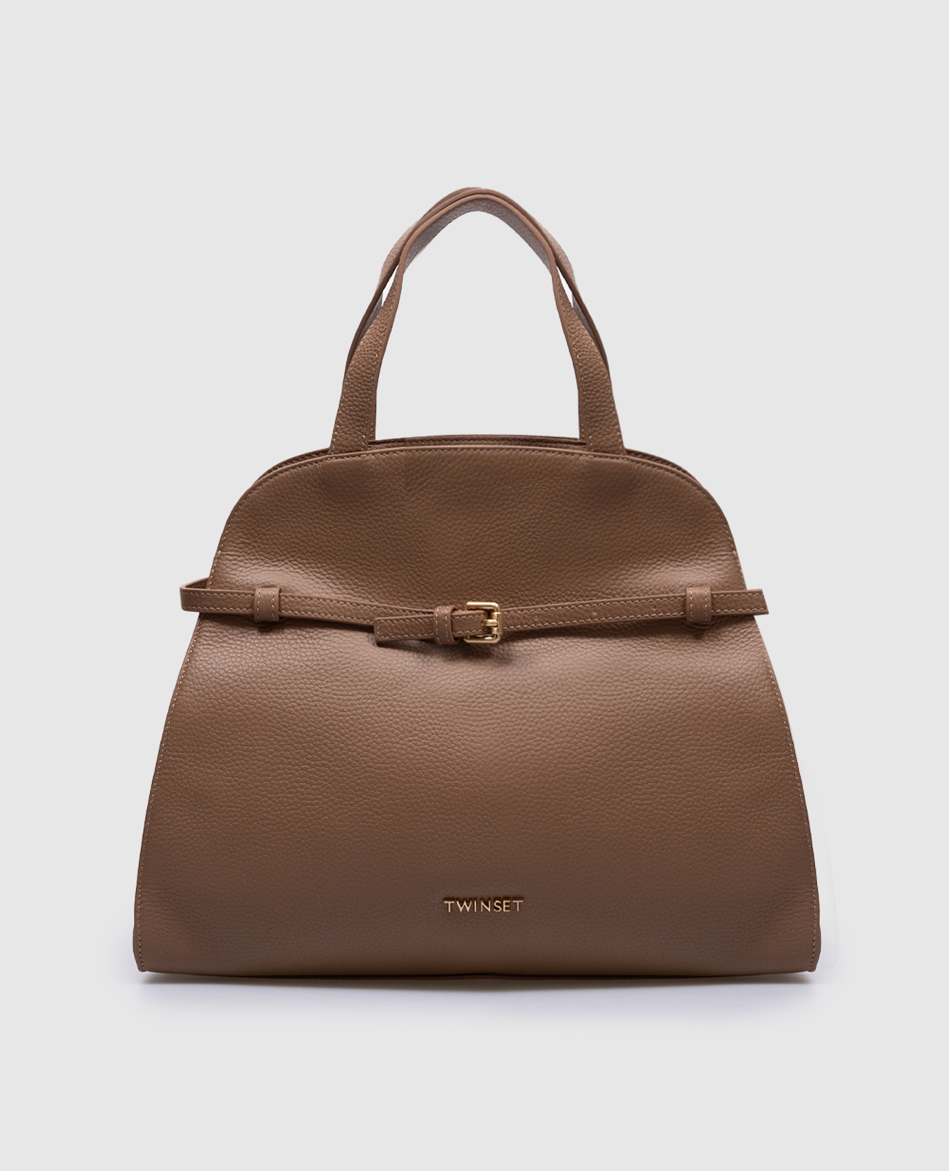 

Beige leather bag with logo Twinset