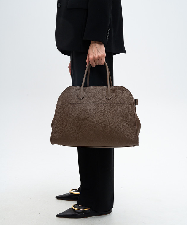 The Row - Soft Margaux 15 brown leather tote bag with The Row - Soft Margaux 15 brown leather tote bag with