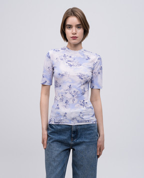 Off-White Blue T-shirt with fresco print OWAD26IS25JER001
