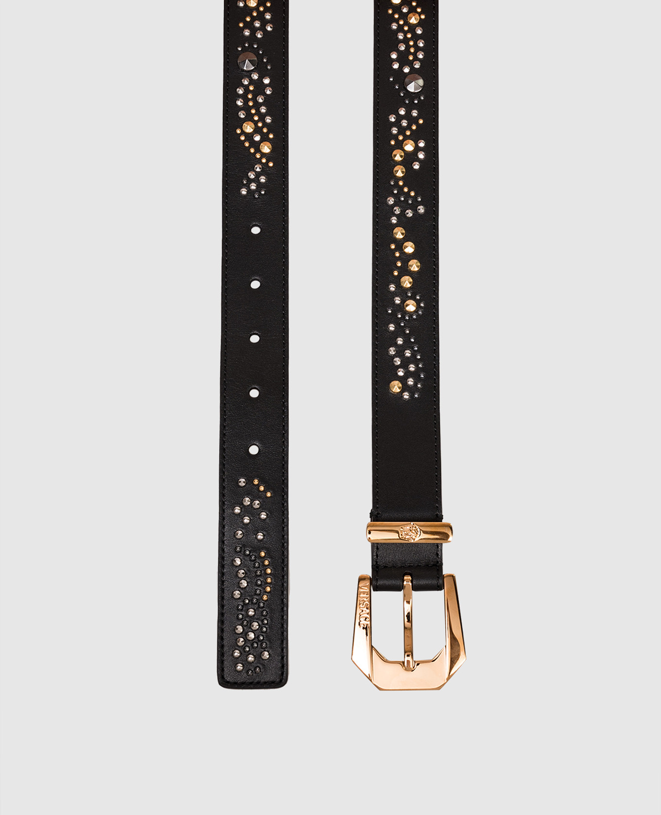 

Medusa Heritage black leather belt with studs Versace