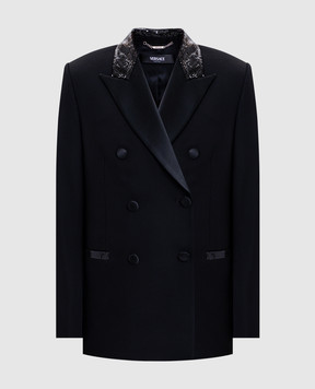 Versace Black double-breasted wool jacket 10201161A14592