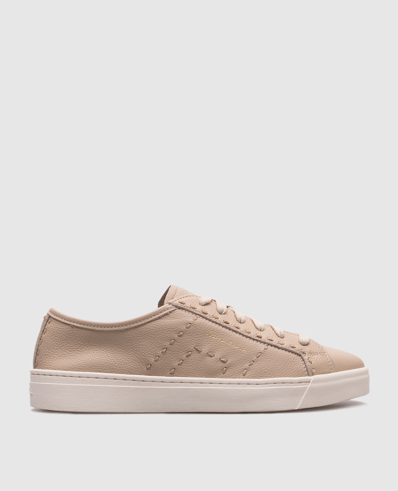 

Beige leather sneakers with logo Santoni