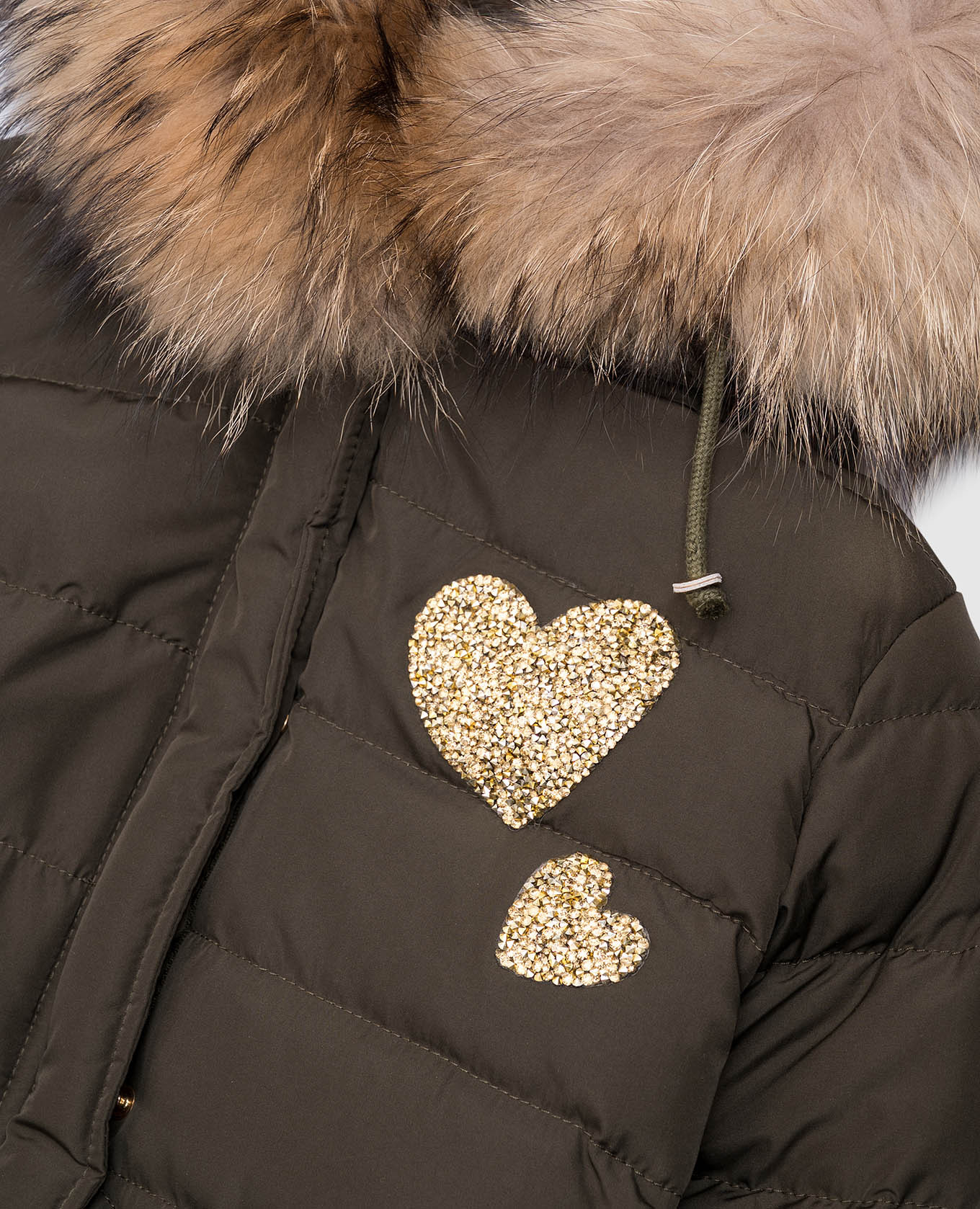 

Children's khaki down jacket FBETTY with appliqués Marco del Forte
