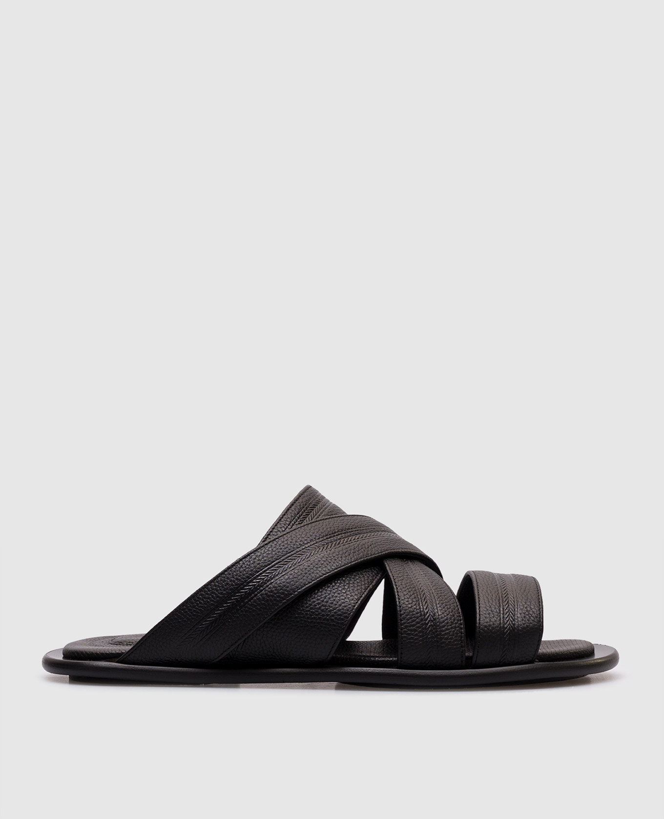 Black leather flip-flops Stefano Ricci