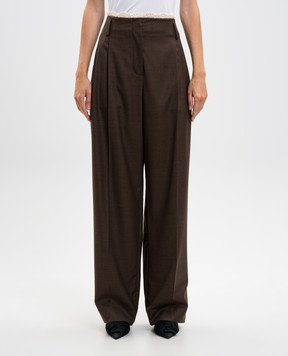 Magda Butrym Brown wool pants with lace PANTS04141725