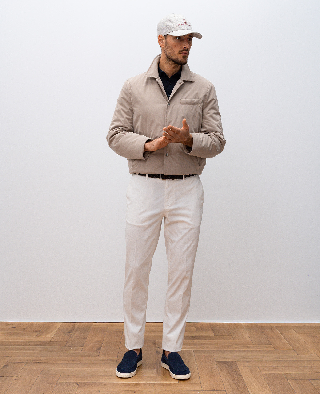 

Blue polo with silk Brunello Cucinelli, Beige