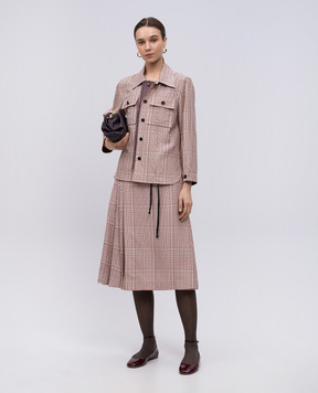 Bottega Veneta Beige midi skirt with a checkered pattern 811228V4Z81