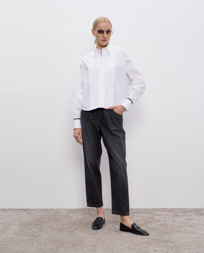 Brunello Cucinelli White shirt with a monil chain M0091RB416