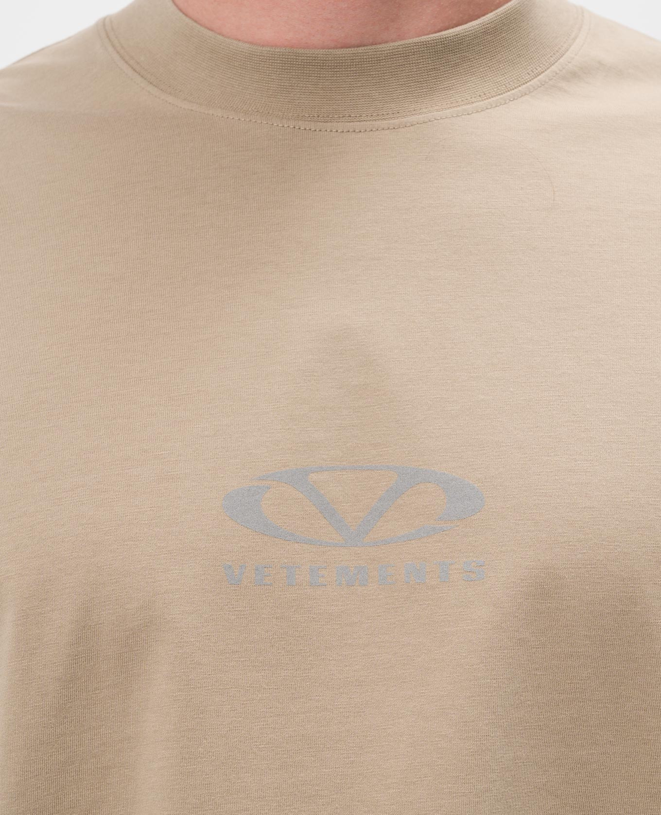 

Khaki t-shirt with reflective logo print Vetements