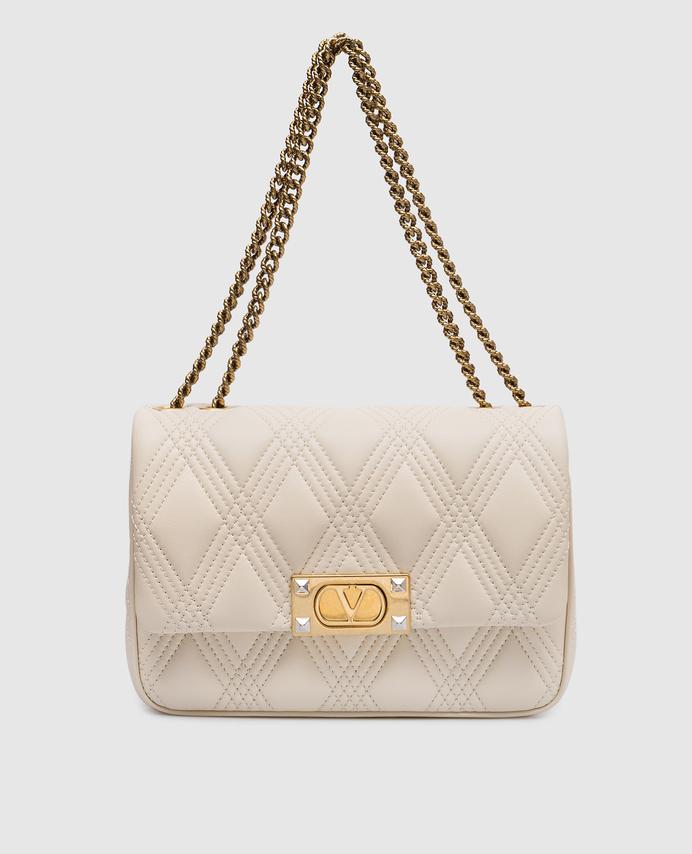 

QUILTIE 67 beige leather messenger bag Valentino