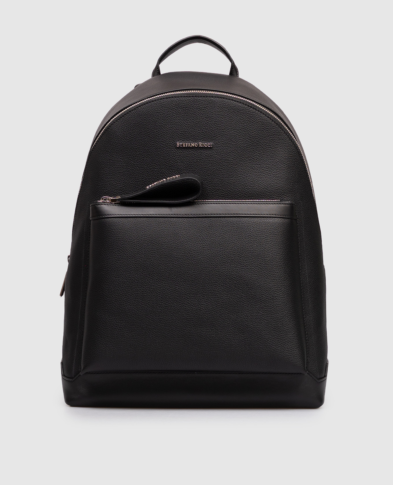 

Black leather backpack with textured logo Stefano Ricci