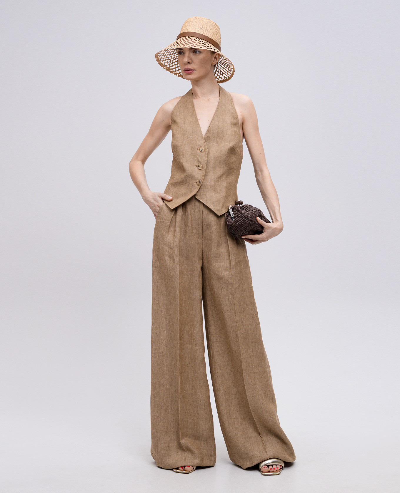 

Beige linen palazzos RAUCHE Max Mara