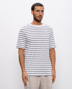 Brunello Cucinelli White striped silk t-shirt MW8611346