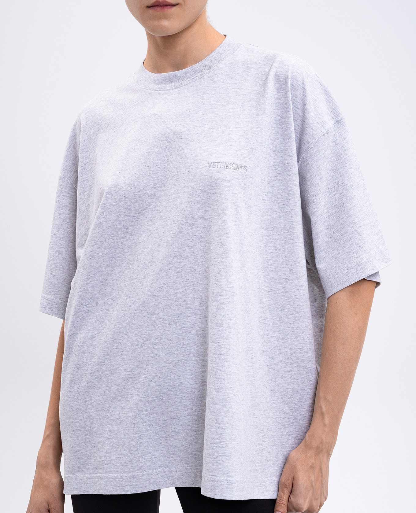 

Grey melange T-shirt with embroidered logo Vetements