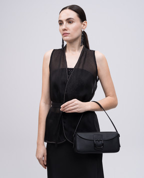 Santoni Black leather baguette bag with logo DFBBA2669ENTNAC