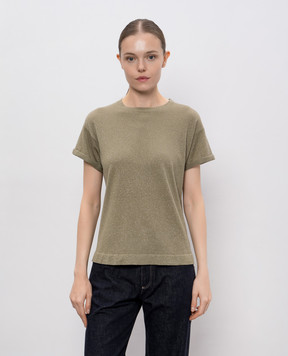 Brunello Cucinelli Khaki cashmere and silk T-shirt M41810000