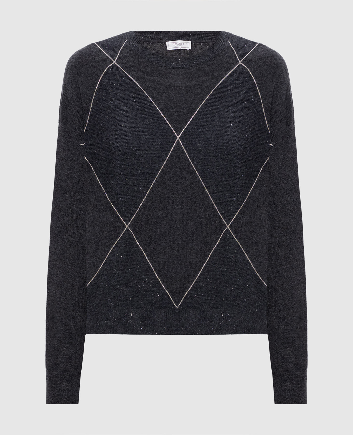 Gray wool, silk and cashmere jumper