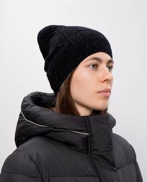 Peserico Black hat with wool, silk and cashmere with lurex S36185F0709095