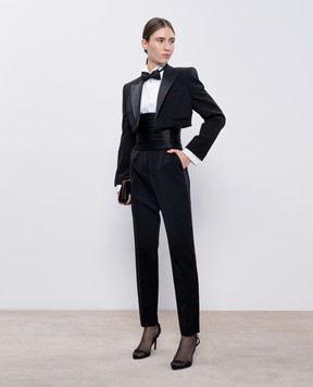 Dolce&Gabbana Black wool and silk trousers with stripes FTAM0TFU21E
