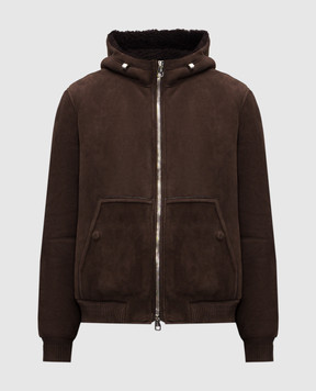 Brett Johnson Brown sheepskin coat with hood FW25L50ALPESP
