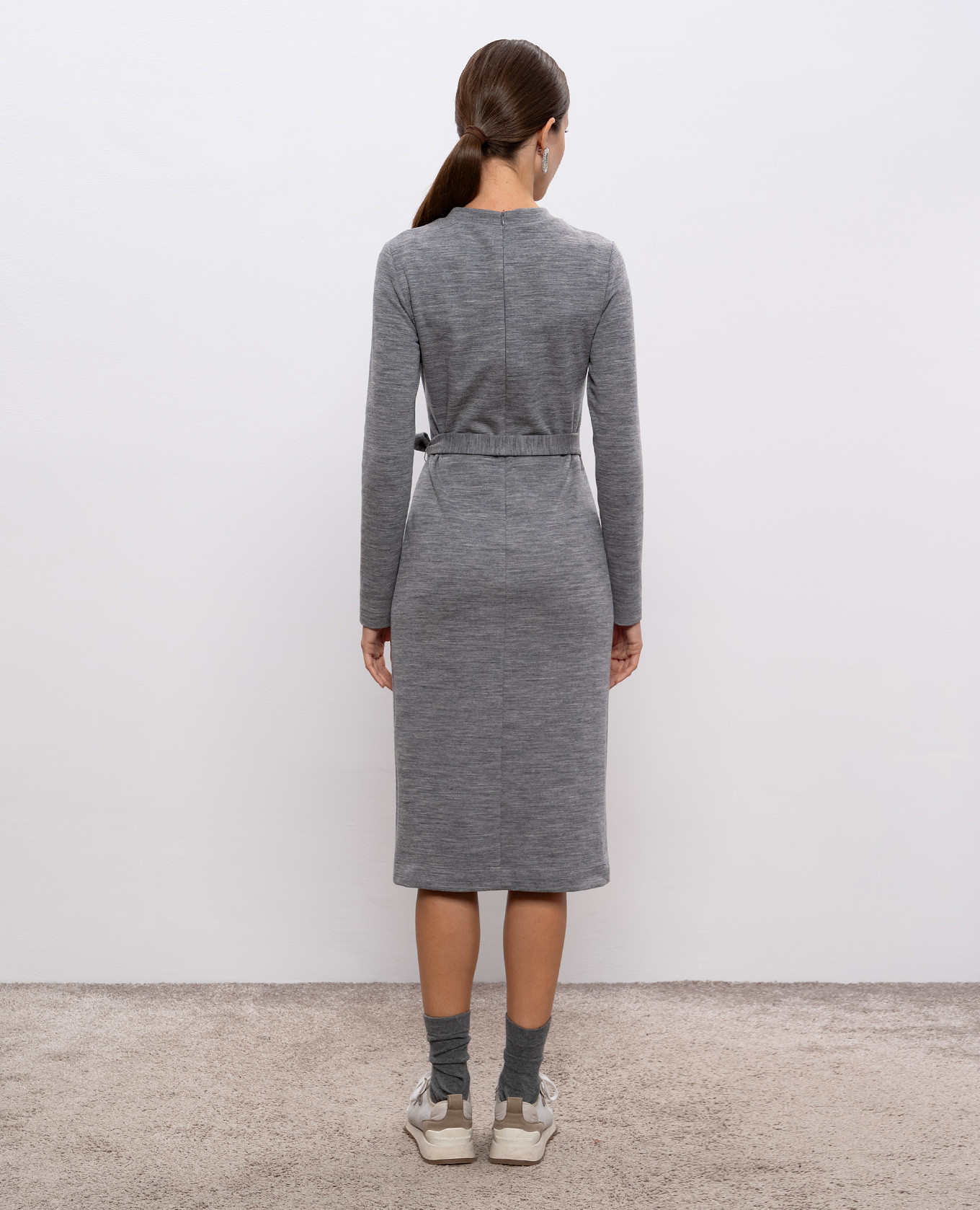 Gray melange dress with wool Peserico 4