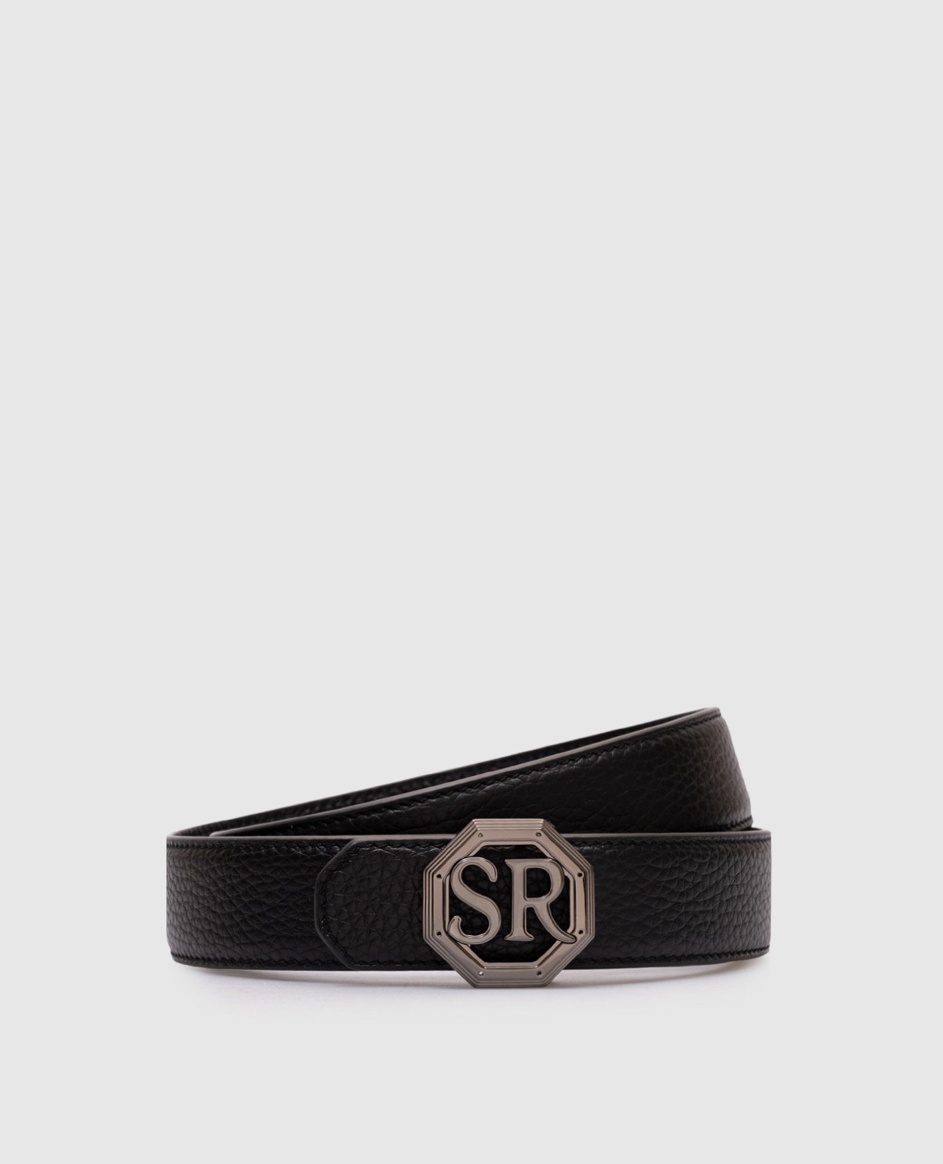 

Black leather belt with monogram logo Stefano Ricci
