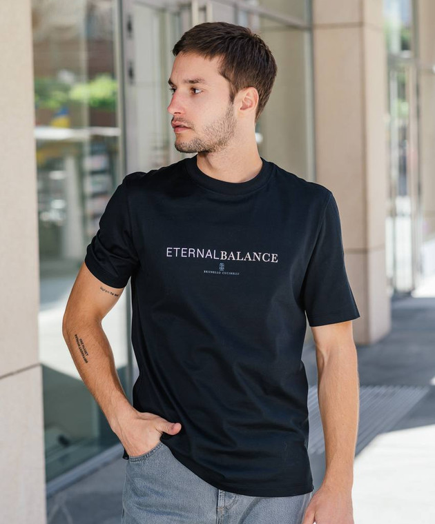 Brunello Cucinelli - Black t-shirt with a print M0B138433