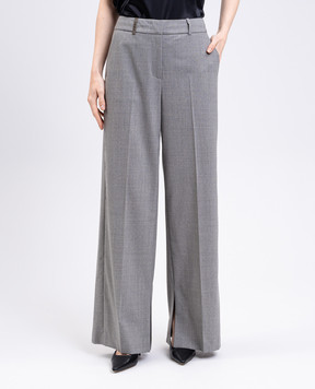 Peserico Gray wool pants with brand patch A0454702008