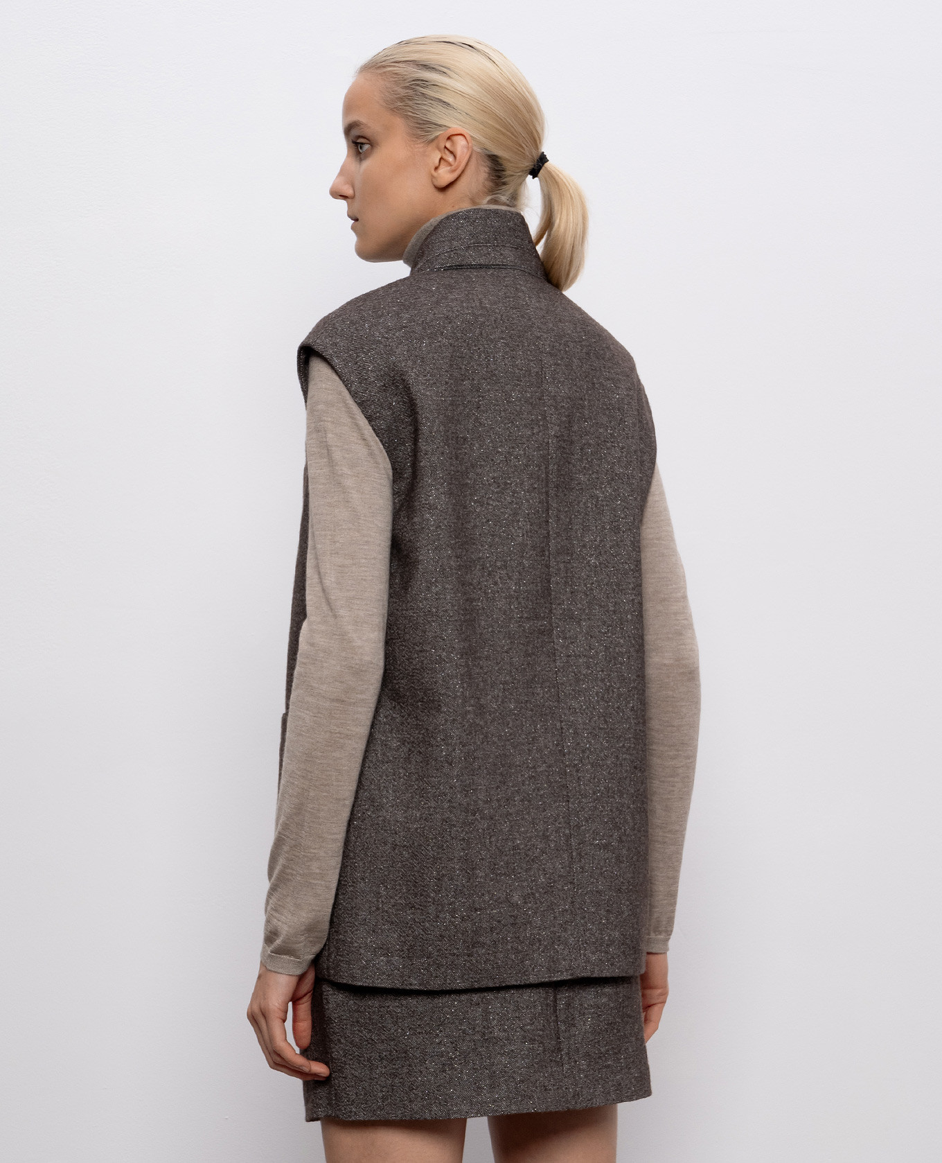 

Brown wool and linen vest with lurex Brunello Cucinelli