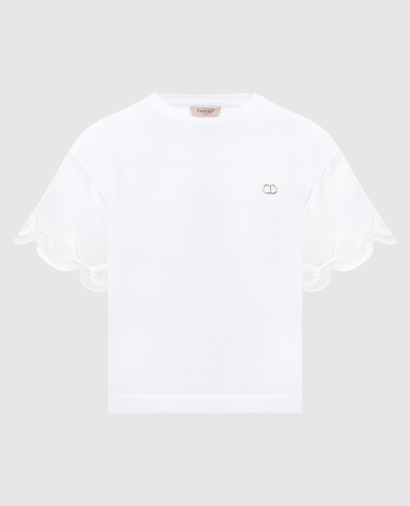White T-shirt with floral embroidery Twinset