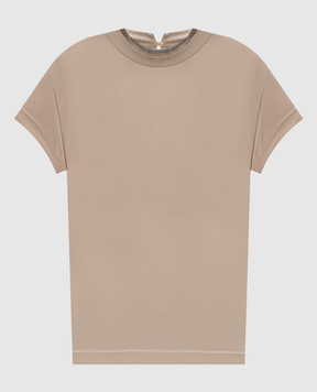 Brunello Cucinelli Beige T-shirt with monil chain M0T18BD200