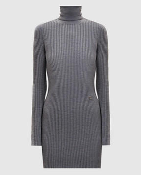 Dolce&Gabbana Gray ribbed wool dress FXS46TJDVDC