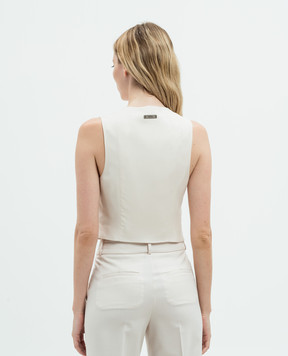 Peserico Beige vest with wool and monil chain A0360906461